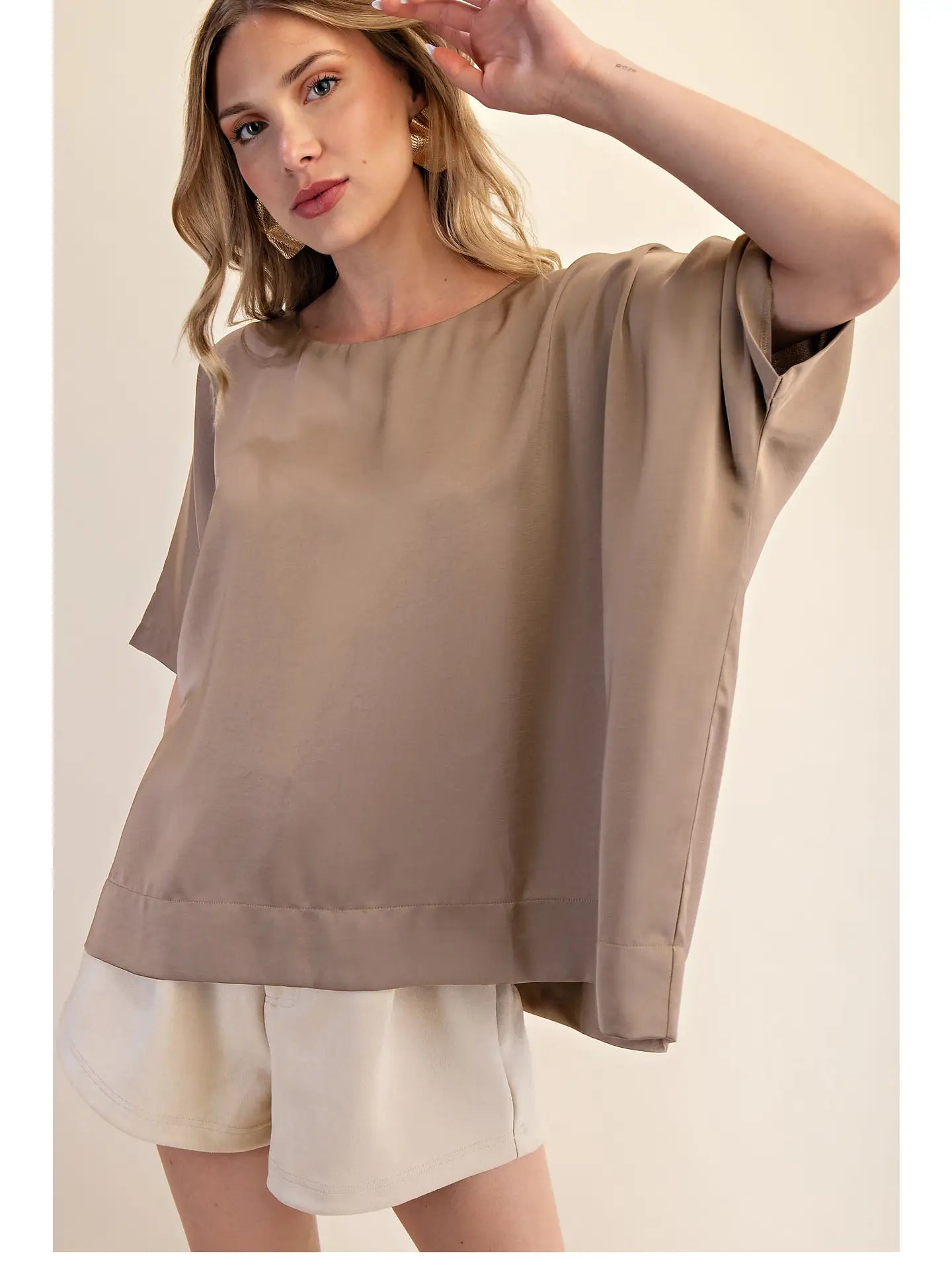 New Favorite Oversized Top-Taupe