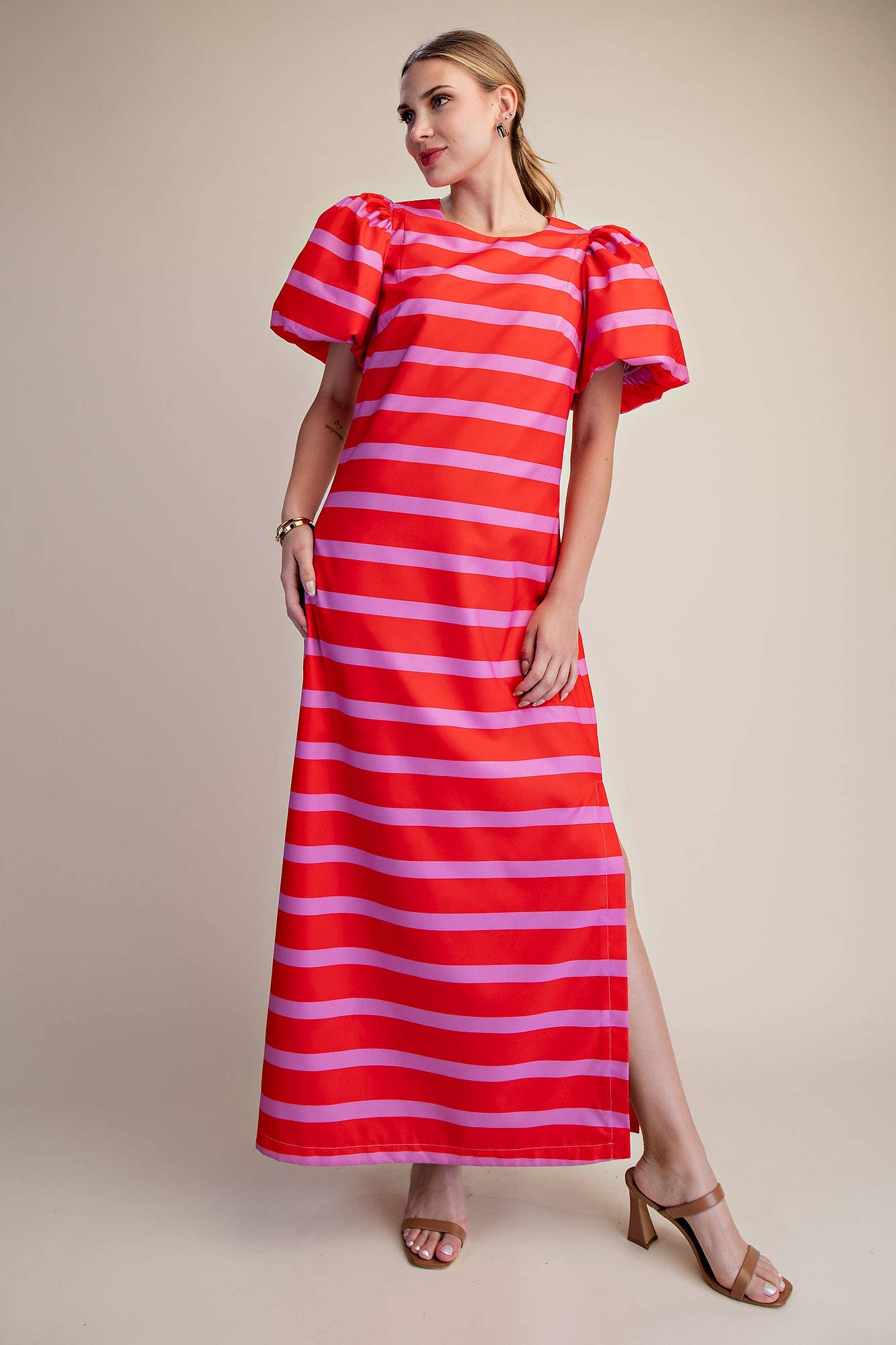 Mariselle Maxi Dress-Red/Pink