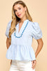 Pure Perfection Puff Sleeve Top-Light Blue