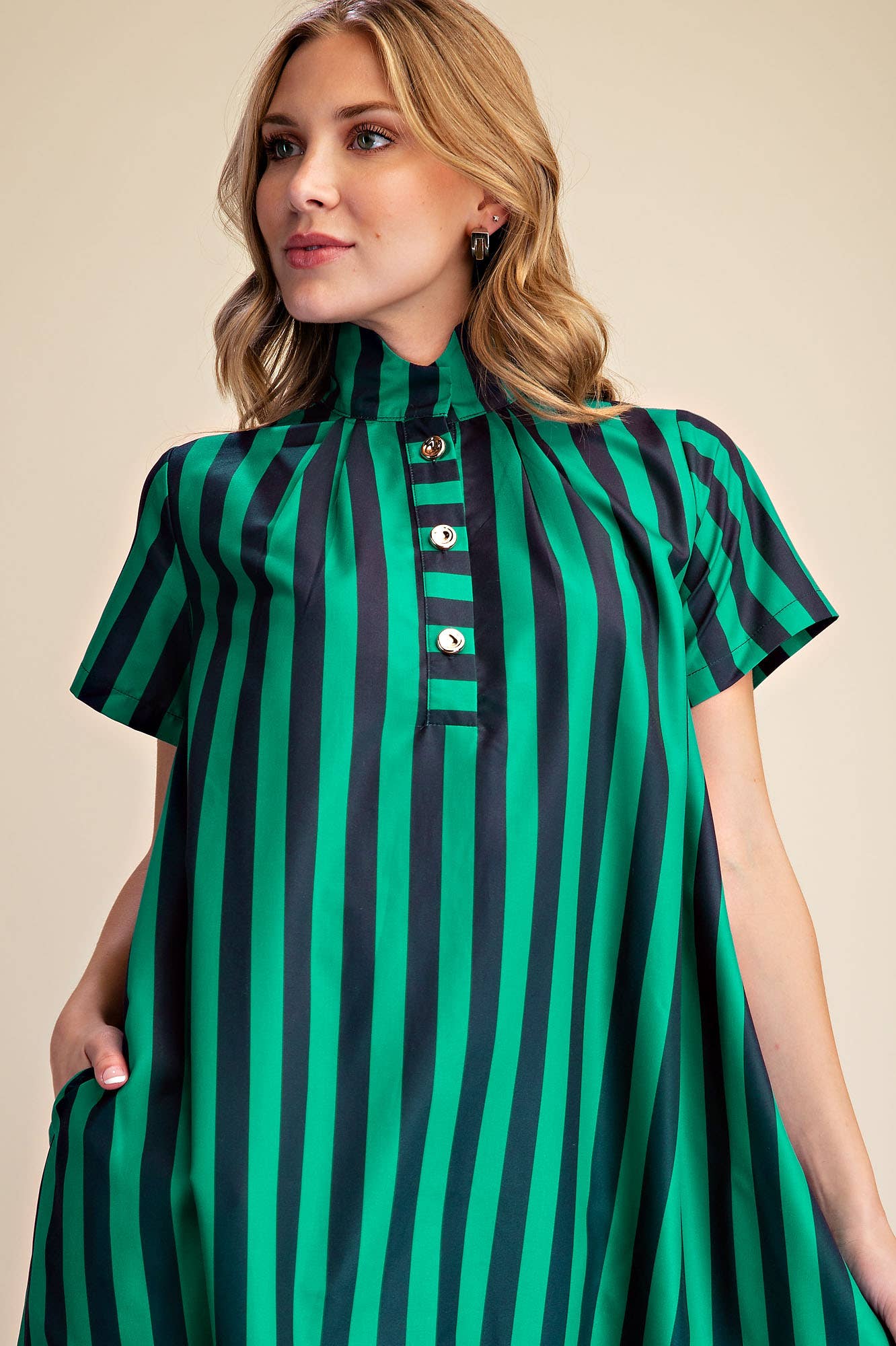 The Iconic Stripe Midi Dress-Navy