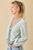 Blossom Sage Embroidered Top