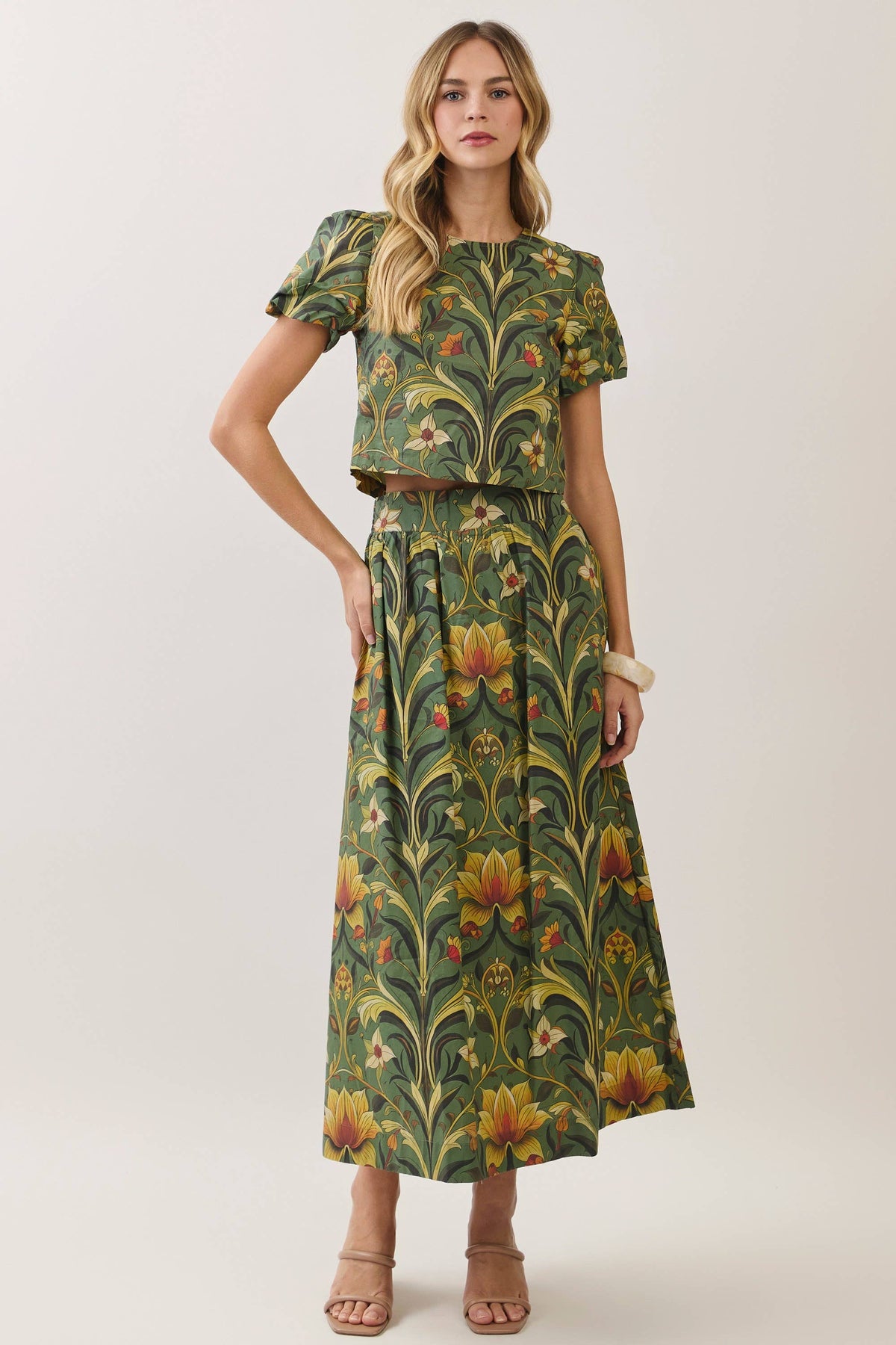 Fleur De Jardin Crop Top-Olive