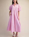 Nautical Grace Midi Dress-Pink