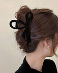 Velvet Bow Hair Clip-Black