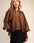 Rosamund Puff Sleeve Top-Brown