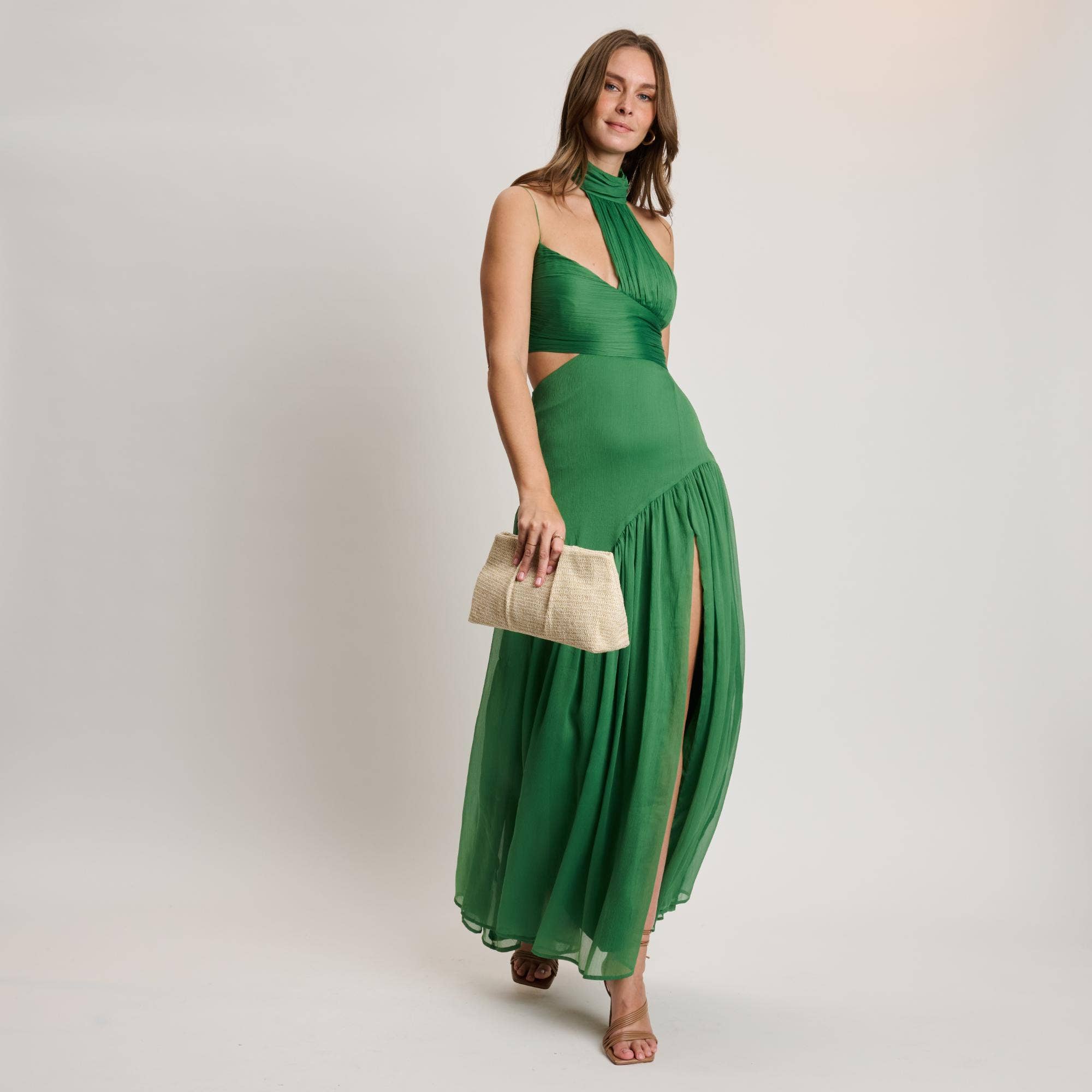 Breeze Woven Clutch-Coral