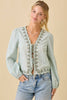 Blossom Sage Embroidered Top