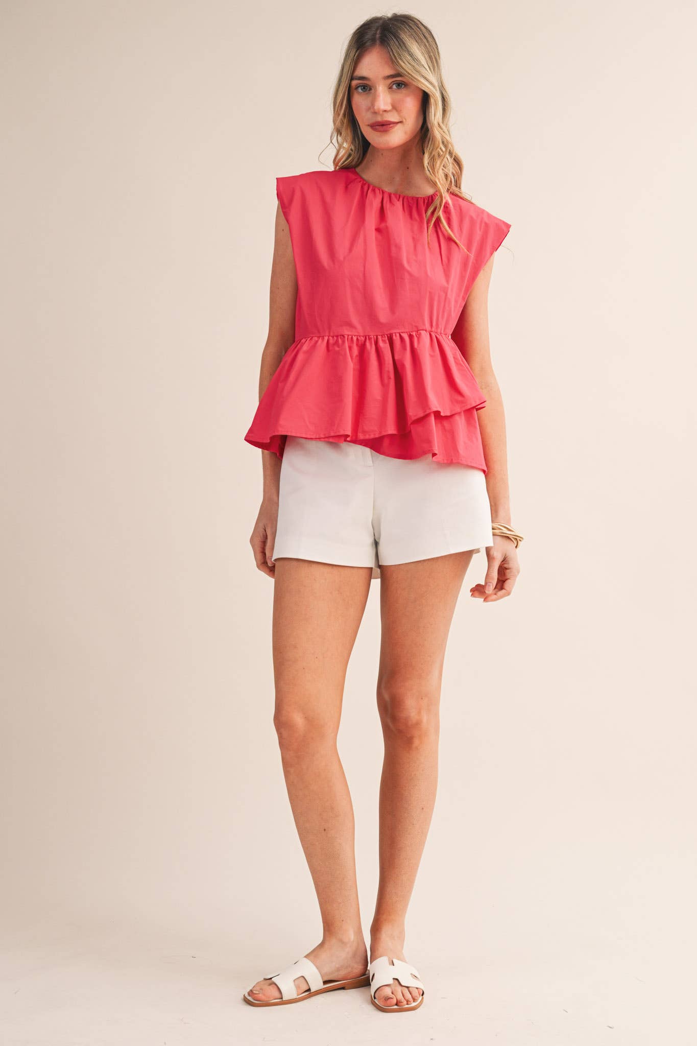 Sunday Melody Peplum Top-Teaberry