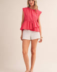 Sunday Melody Peplum Top-Teaberry