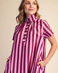 The Iconic Stripe Midi Dress-Plum