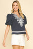 Feeling Breezy Embroidered Top-Navy