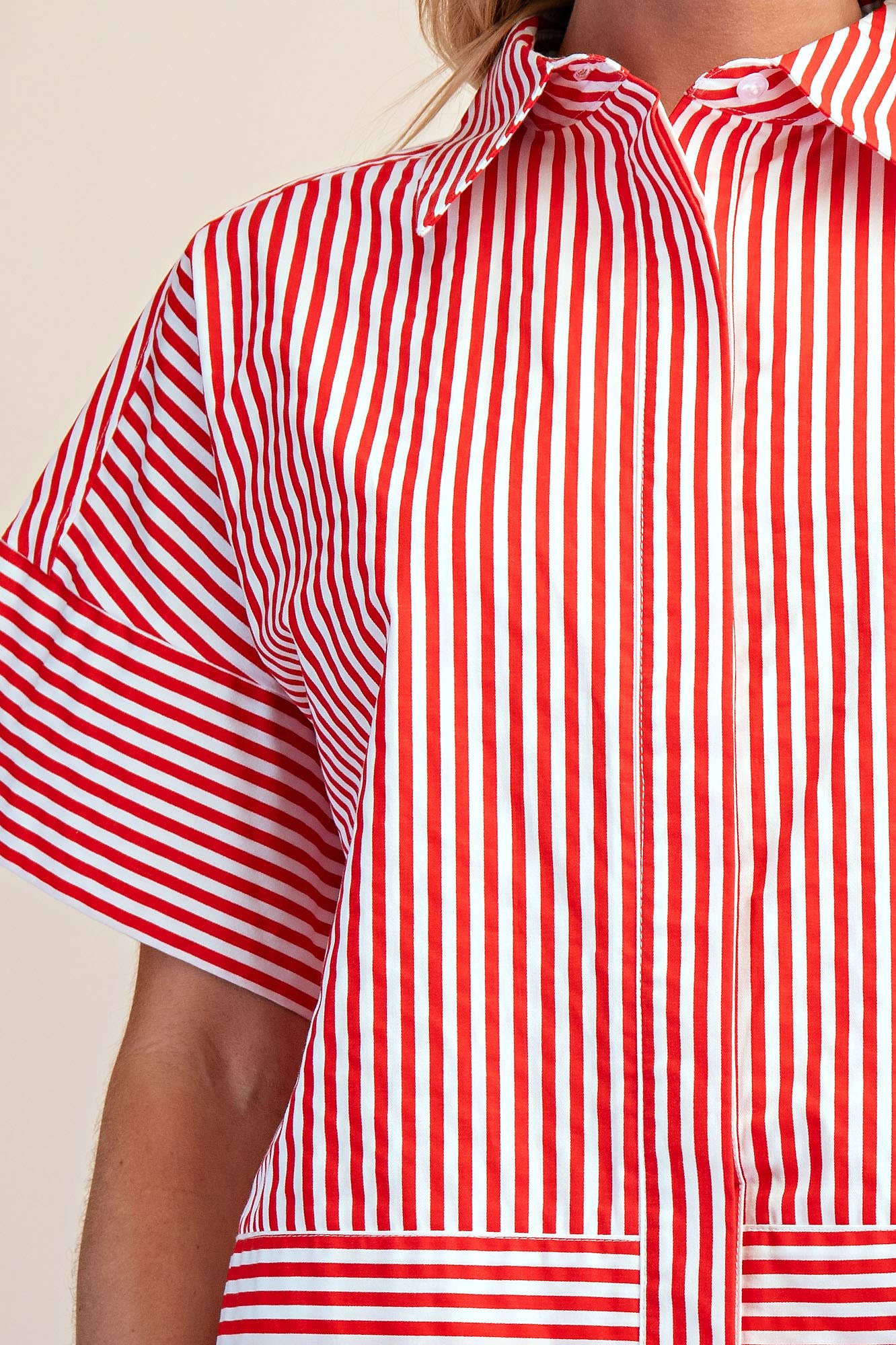 Portside Button Down Top-Red