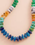 Ombre Resin Oval Disk Beaded Necklace-Blue