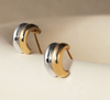 Puffy Double Hoop Earring- Two Tone