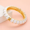 Enamel Bamboo Hinged Bangle Bracelet-White