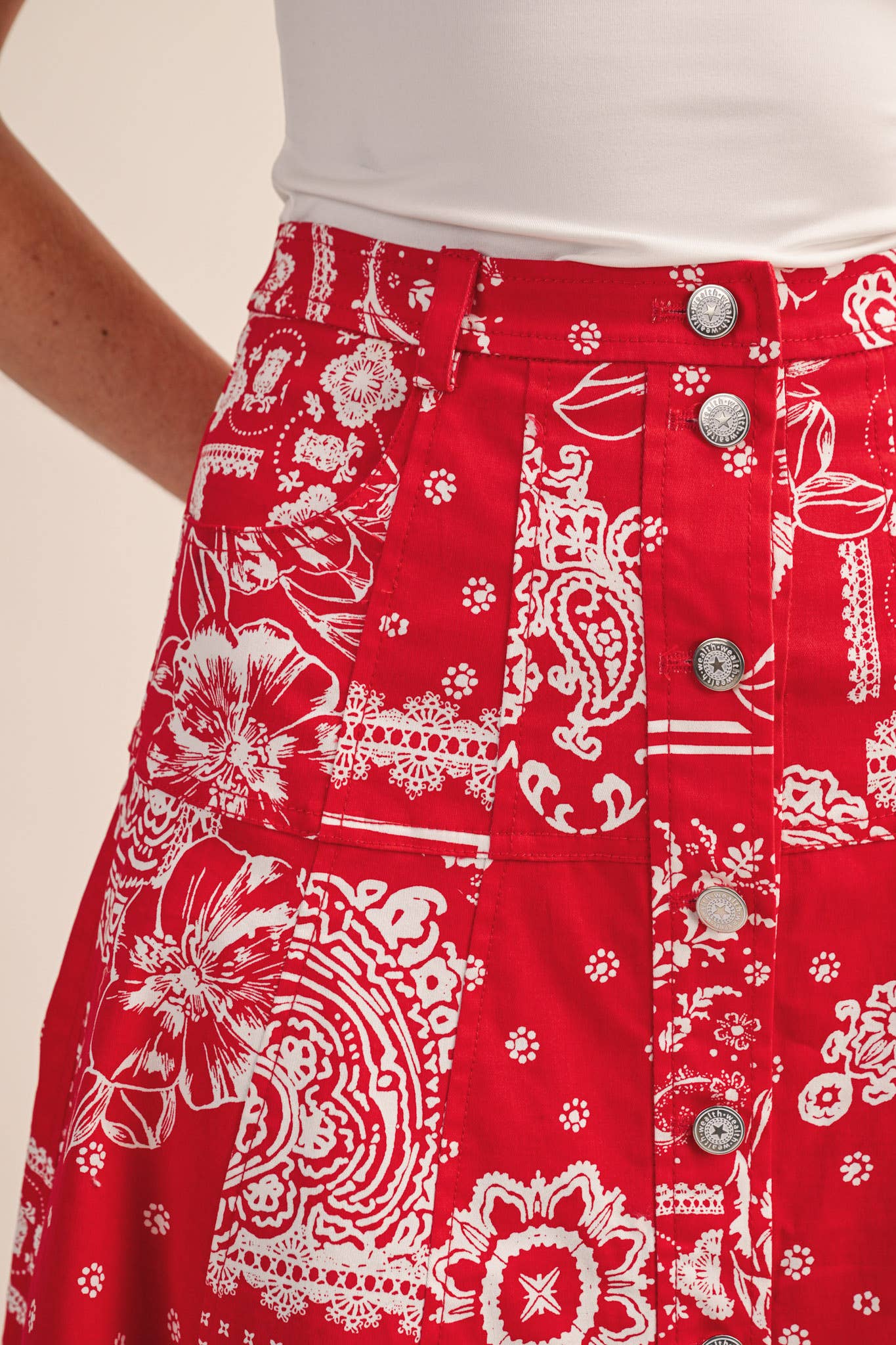 Rope Me In Midi Skirt-Red