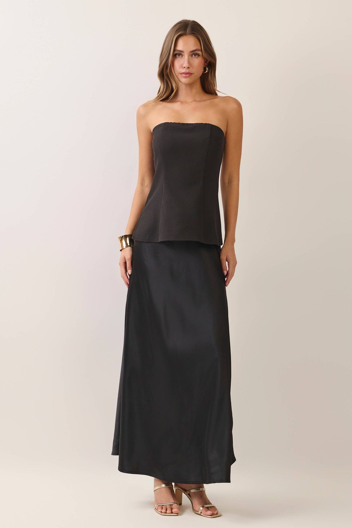 Satin Siren Maxi Dress-Black