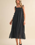 PREORDER: Fleur Romance Midi Dress-Black