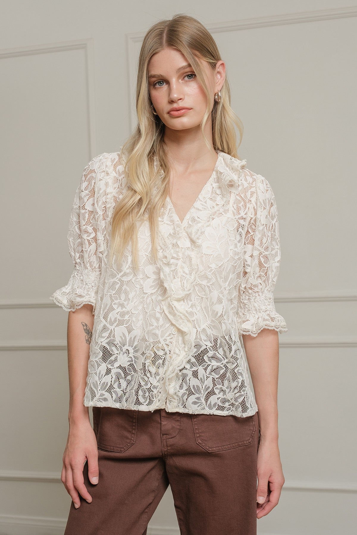 Whimsical Floral Lace Top