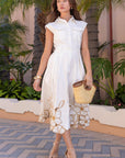 Garden Cutwork Embroidered Midi Dress-Off White