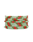Sage Beaded Stretch Bracelets-Olive/Mint/Red