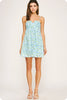 Botanical Brunch Mini Dress-Blue