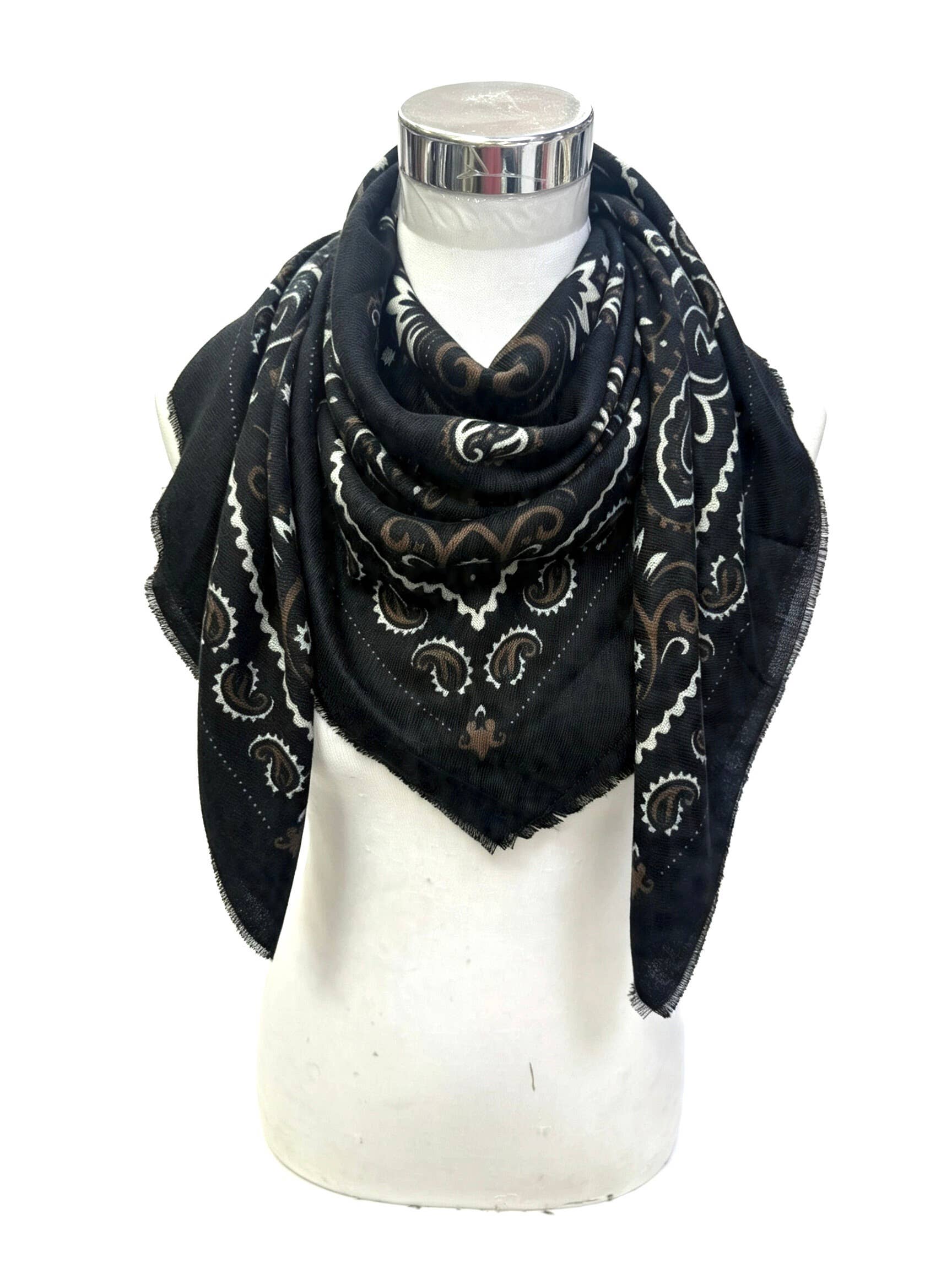 Western Trail Square Bandana-Black