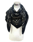 Western Trail Square Bandana-Black