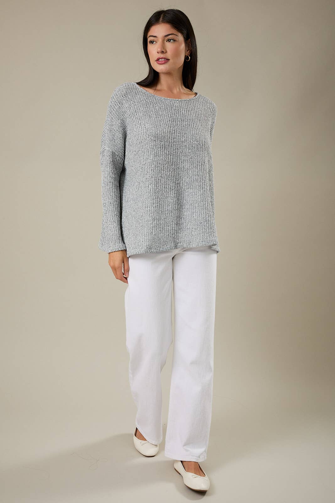 Love Luxe Knit Top-Gray