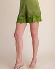 Satin Allure Shorts-Olive