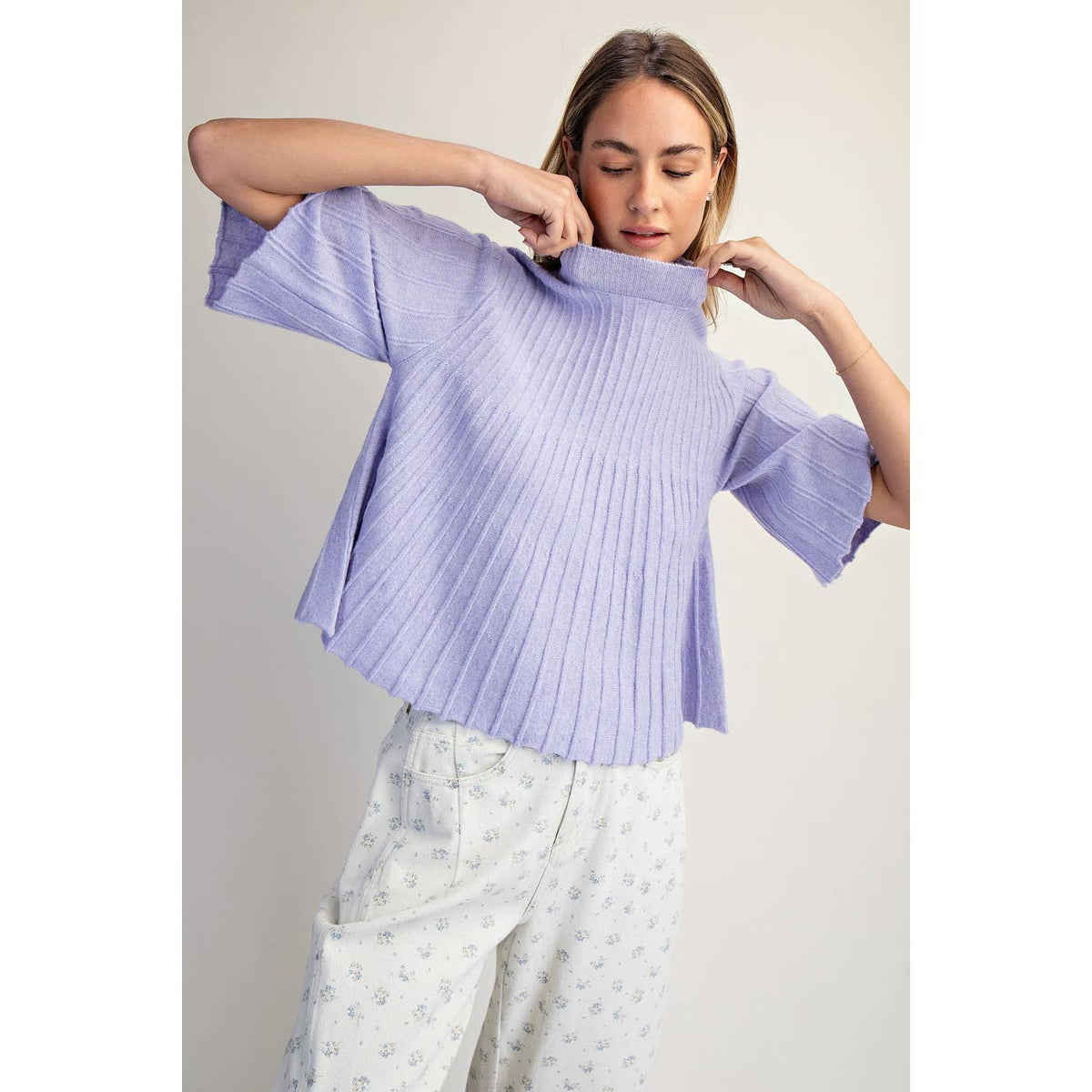 The Classic Swing Sweater-Lavender