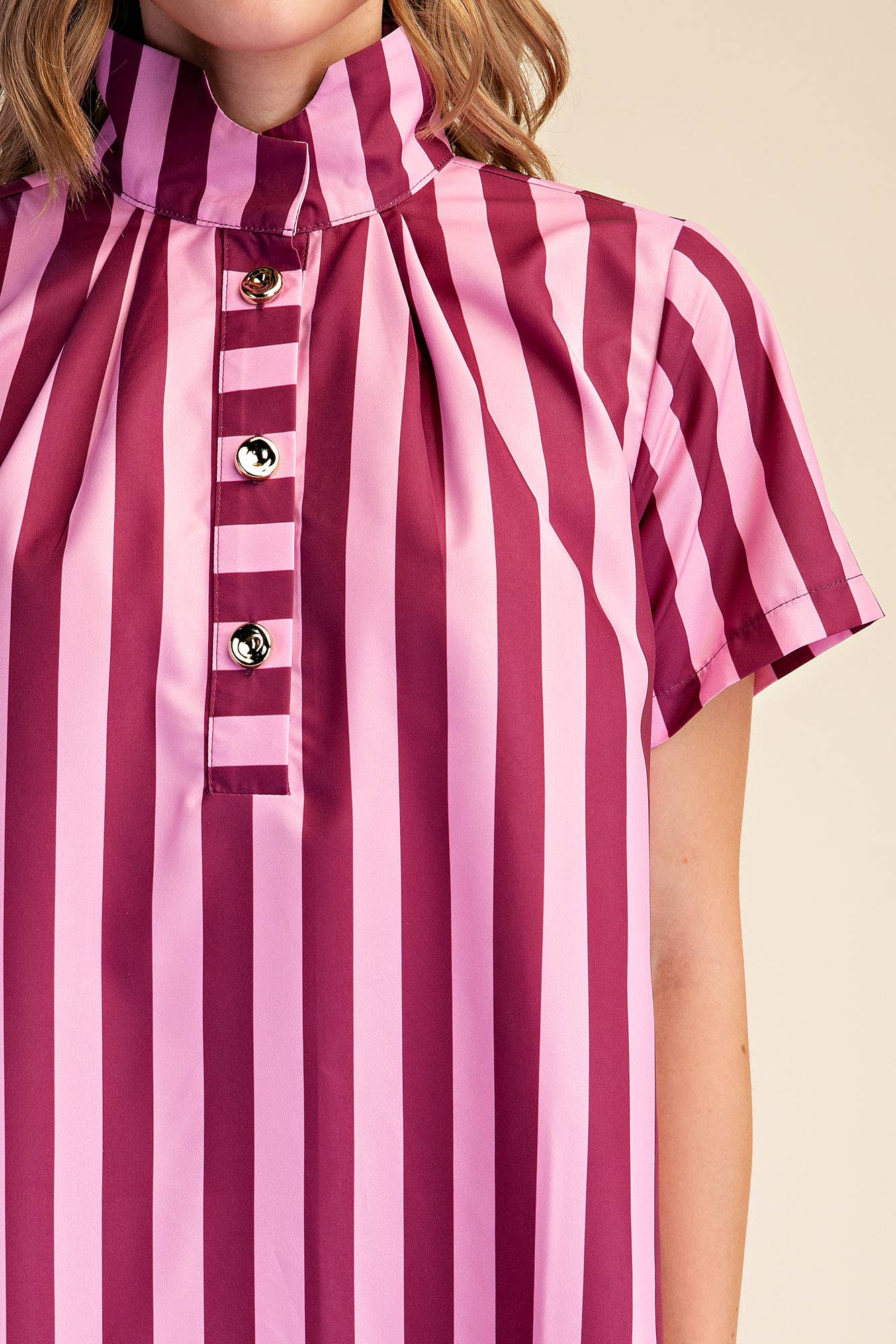 The Iconic Stripe Midi Dress-Plum
