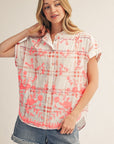 Sunset Picnic Button Down Top-Red