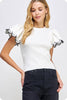 Heart Flutter Knit Top- Off White