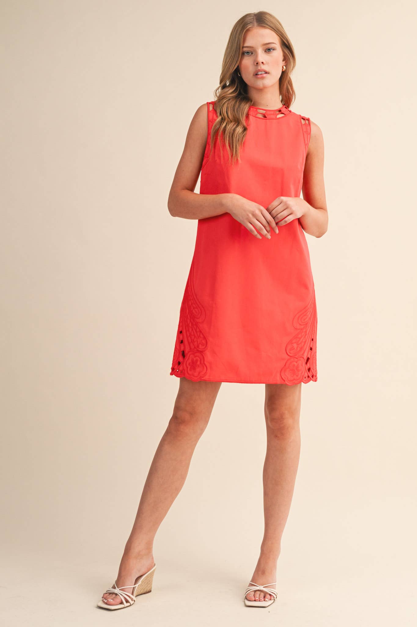 Light of Life Embroidered Dress-Red