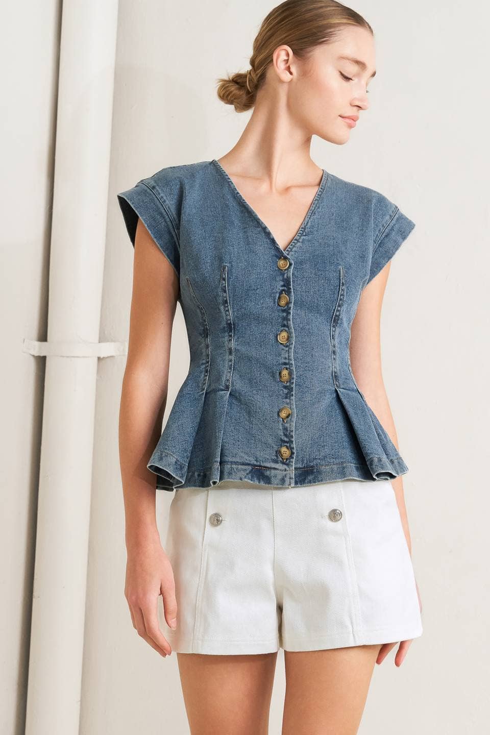 Barrel Race Denim Peplum Top