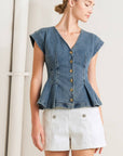 Barrel Race Denim Peplum Top