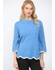 Go With the Flow Knit Top-French Blue/Cream