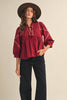 Marfa Bound Embroidered Top-Burgundy