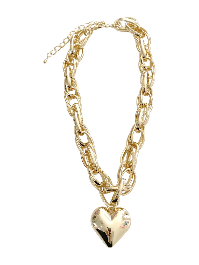 Alyssa Heart Chain Necklace- Yellow Gold