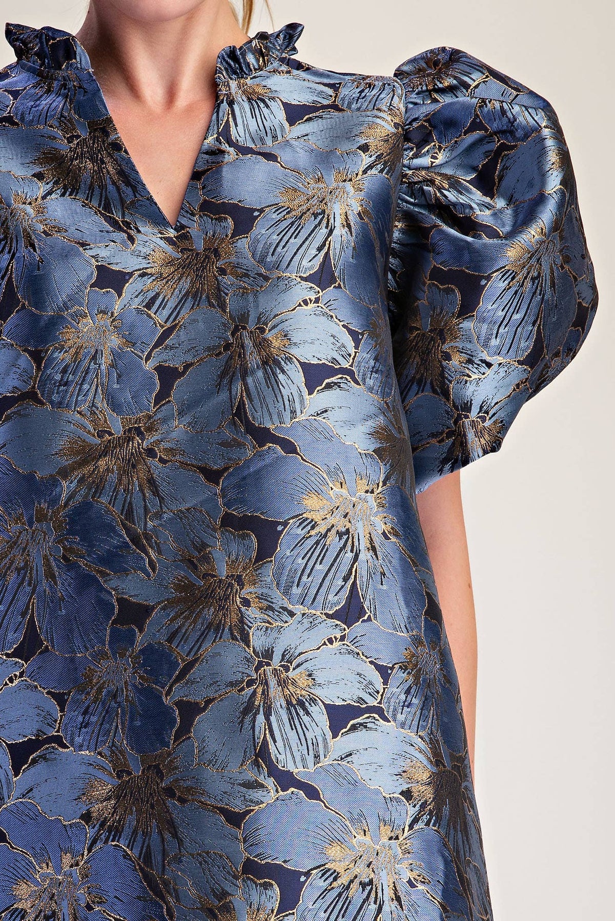 Luminous Bloom Mini Dress-Blue