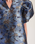 Luminous Bloom Mini Dress-Blue