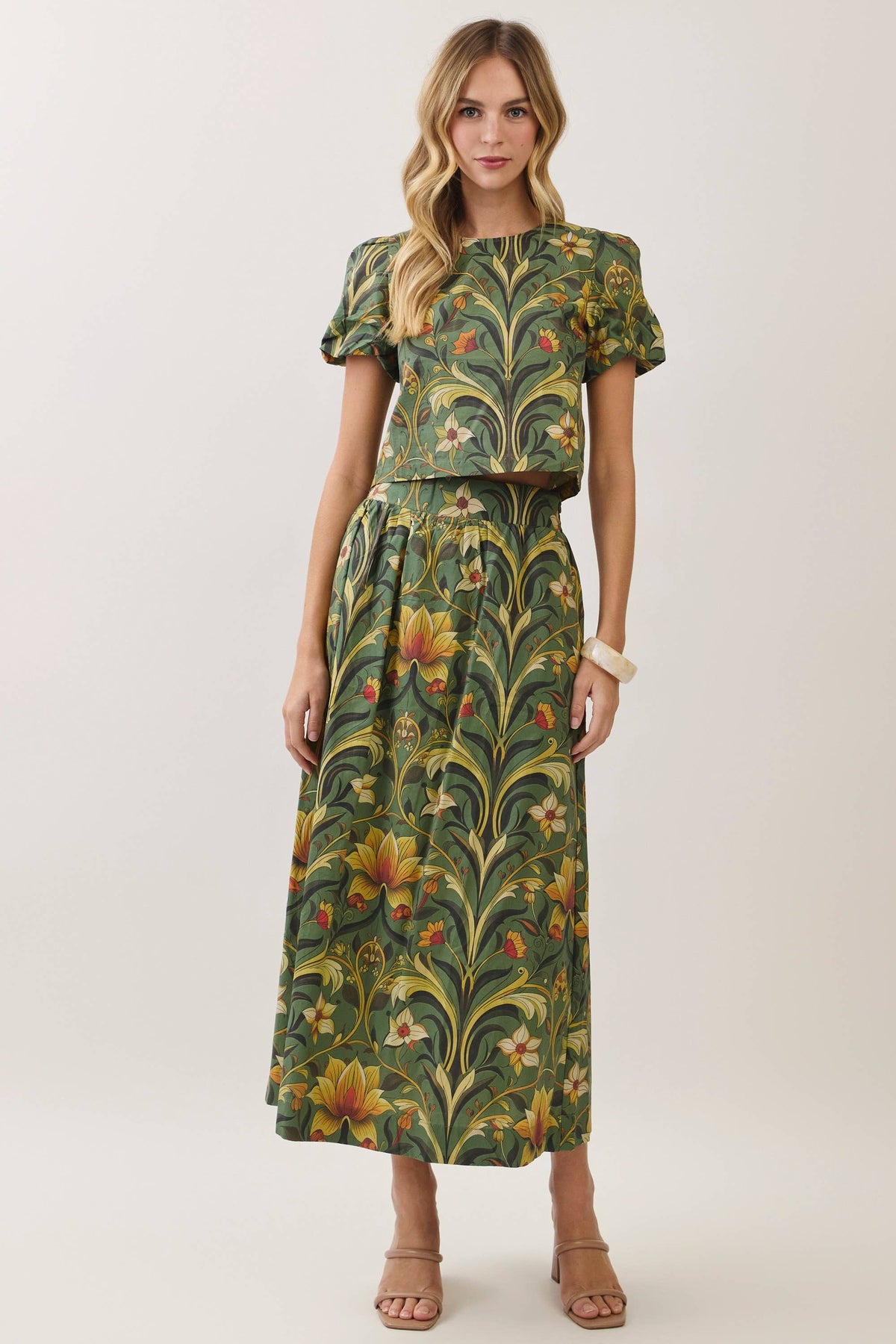 Fleur De Jardin Maxi Skirt-Olive