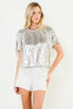 Ball Drop Sequin Fringe Top