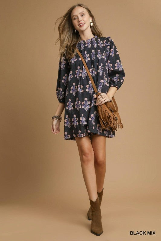 Victorian Florals Ruffle Mini Dress