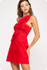 Grand Entrance Bow Mini Dress-Cherry Red
