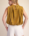 Estelle Pleated Balloon Top-Mustard