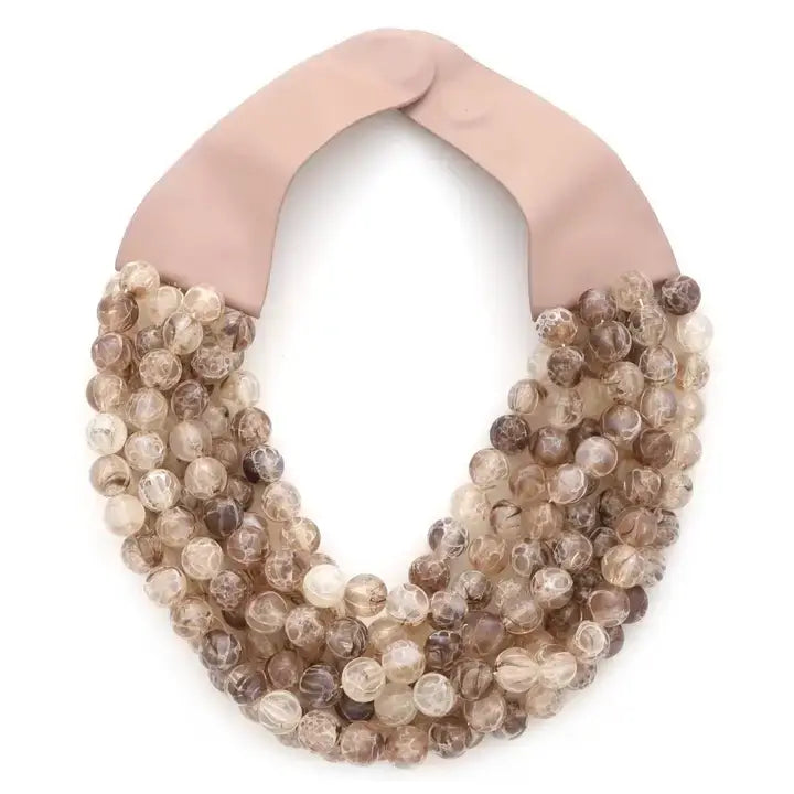 Chunky Beaded Necklace- Tan