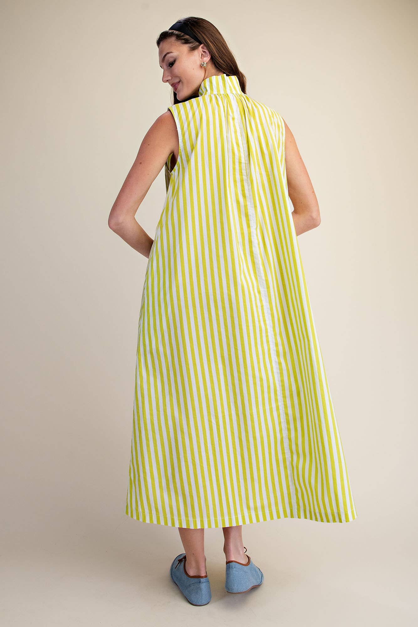 Nantucket Stripe Maxi Dress-Lime
