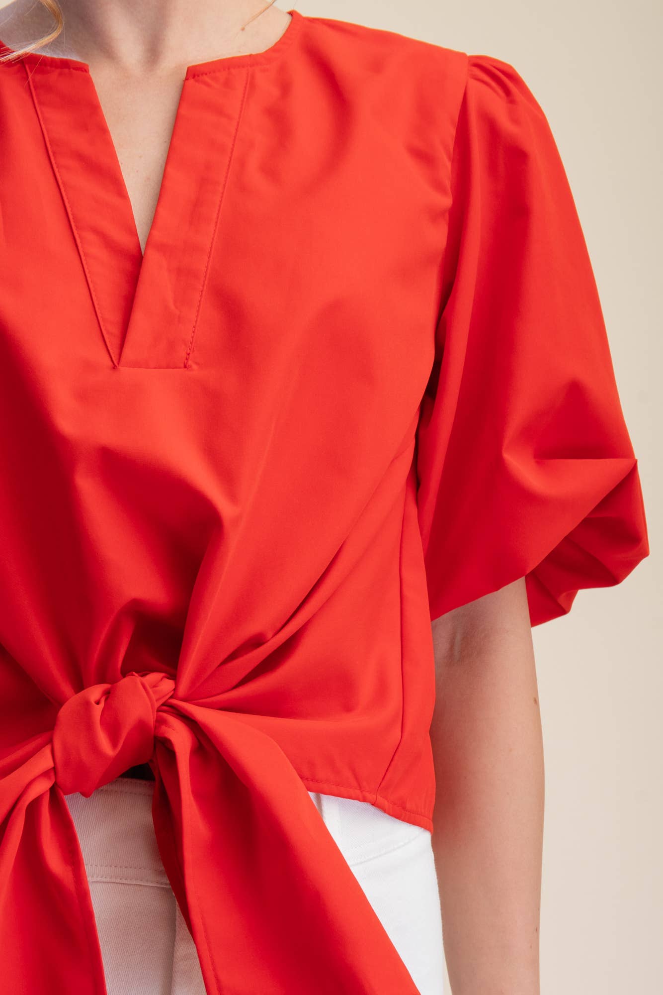 Dahlia Puff Sleeve Top-Red